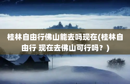 桂林自由行佛山能去吗现在(桂林自由行 现在去佛山可行吗？)