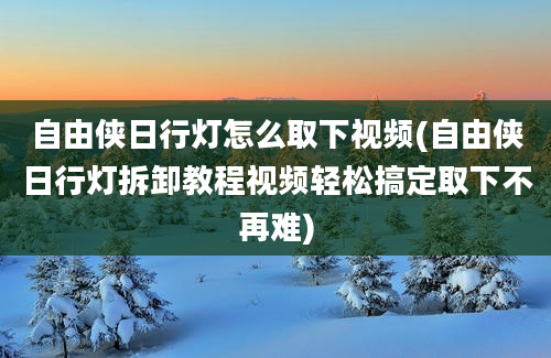 自由侠日行灯怎么取下视频(自由侠日行灯拆卸教程视频轻松搞定取下不再难)