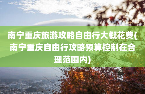 南宁重庆旅游攻略自由行大概花费(南宁重庆自由行攻略预算控制在合理范围内)