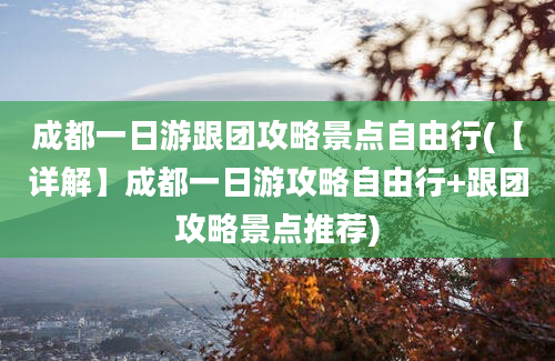 成都一日游跟团攻略景点自由行(【详解】成都一日游攻略自由行+跟团攻略景点推荐)