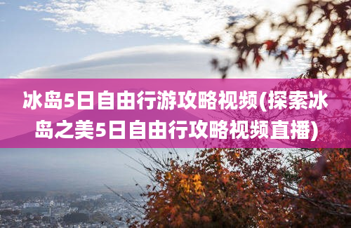 冰岛5日自由行游攻略视频(探索冰岛之美5日自由行攻略视频直播)