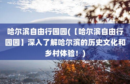 哈尔滨自由行园园(【哈尔滨自由行园园】深入了解哈尔滨的历史文化和乡村体验！)