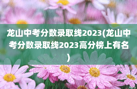 龙山中考分数录取线2023(龙山中考分数录取线2023高分榜上有名)