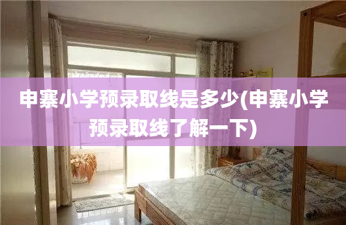 申寨小学预录取线是多少(申寨小学预录取线了解一下)