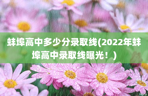 蚌埠高中多少分录取线(2022年蚌埠高中录取线曝光！)