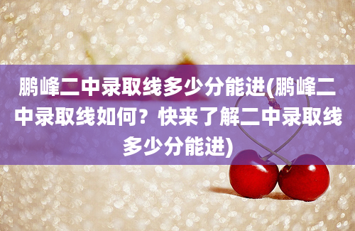 鹏峰二中录取线多少分能进(鹏峰二中录取线如何？快来了解二中录取线多少分能进)