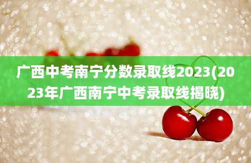 广西中考南宁分数录取线2023(2023年广西南宁中考录取线揭晓)