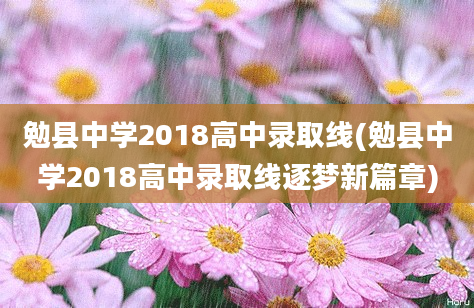 勉县中学2018高中录取线(勉县中学2018高中录取线逐梦新篇章)