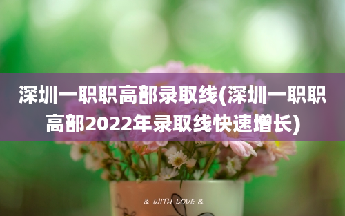 深圳一职职高部录取线(深圳一职职高部2022年录取线快速增长)