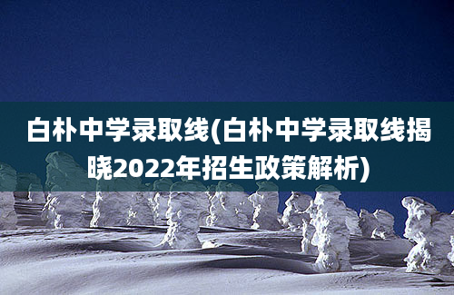 白朴中学录取线(白朴中学录取线揭晓2022年招生政策解析)