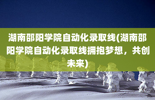 湖南邵阳学院自动化录取线(湖南邵阳学院自动化录取线拥抱梦想，共创未来)