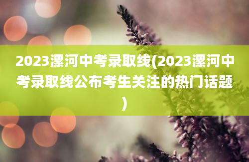 2023漯河中考录取线(2023漯河中考录取线公布考生关注的热门话题)