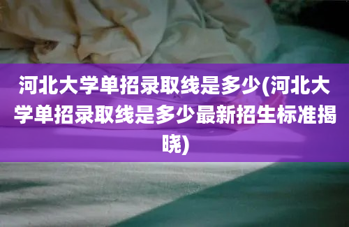 河北大学单招录取线是多少(河北大学单招录取线是多少最新招生标准揭晓)