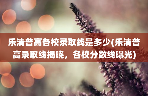 乐清普高各校录取线是多少(乐清普高录取线揭晓，各校分数线曝光)