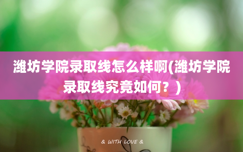 潍坊学院录取线怎么样啊(潍坊学院录取线究竟如何？)