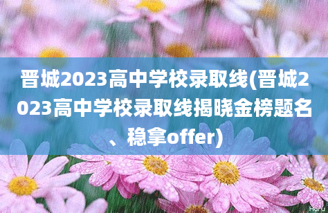 晋城2023高中学校录取线(晋城2023高中学校录取线揭晓金榜题名、稳拿offer)