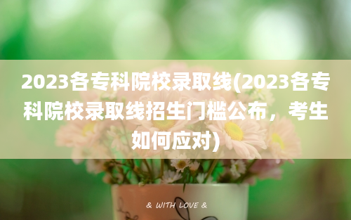 2023各专科院校录取线(2023各专科院校录取线招生门槛公布，考生如何应对)