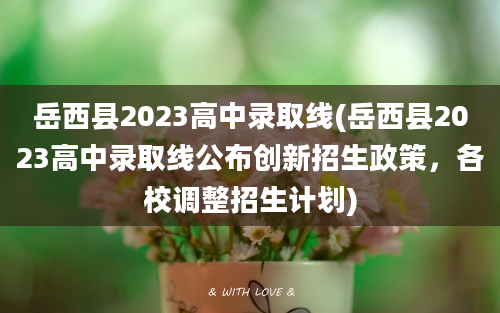岳西县2023高中录取线(岳西县2023高中录取线公布创新招生政策，各校调整招生计划)
