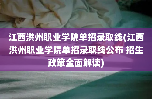 江西洪州职业学院单招录取线(江西洪州职业学院单招录取线公布 招生政策全面解读)