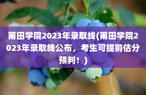 莆田学院2023年录取线(莆田学院2023年录取线公布，考生可提前估分预判！)