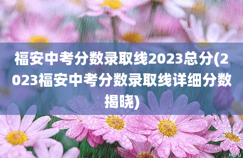 福安中考分数录取线2023总分(2023福安中考分数录取线详细分数揭晓)