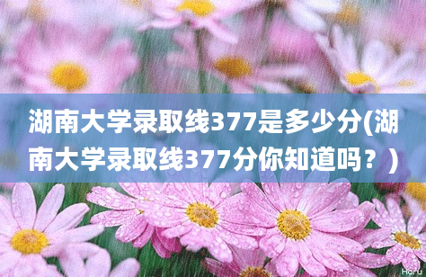 湖南大学录取线377是多少分(湖南大学录取线377分你知道吗？)