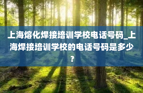 上海熔化焊接培训学校电话号码_上海焊接培训学校的电话号码是多少？