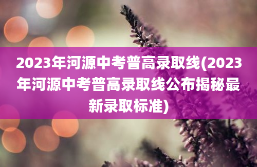 2023年河源中考普高录取线(2023年河源中考普高录取线公布揭秘最新录取标准)