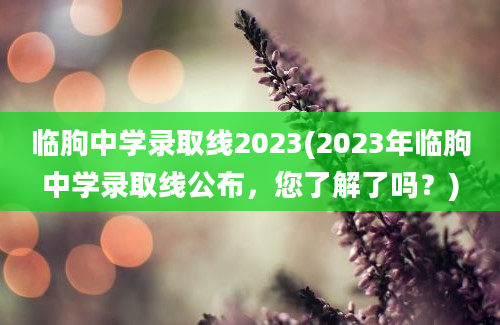 临朐中学录取线2023(2023年临朐中学录取线公布，您了解了吗？)