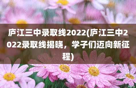 庐江三中录取线2022(庐江三中2022录取线揭晓，学子们迈向新征程)