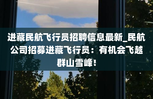 进藏民航飞行员招聘信息最新_民航公司招募进藏飞行员：有机会飞越群山雪峰！