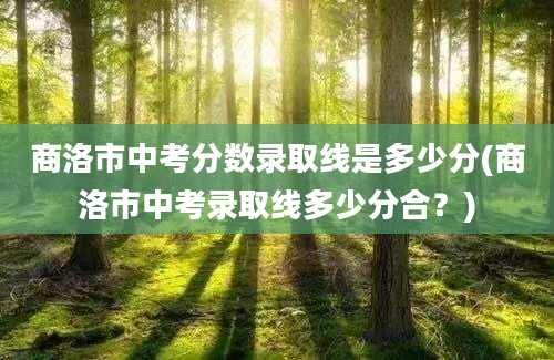 商洛市中考分数录取线是多少分(商洛市中考录取线多少分合？)