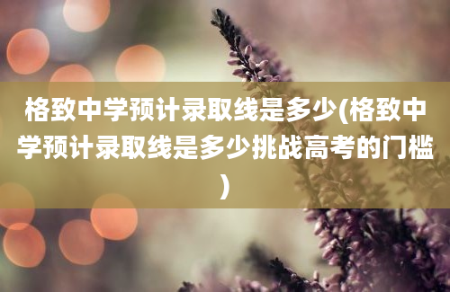 格致中学预计录取线是多少(格致中学预计录取线是多少挑战高考的门槛)