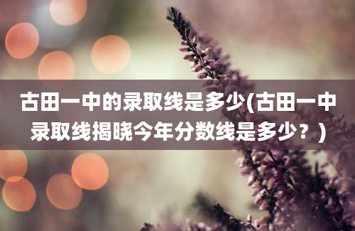 古田一中的录取线是多少(古田一中录取线揭晓今年分数线是多少？)