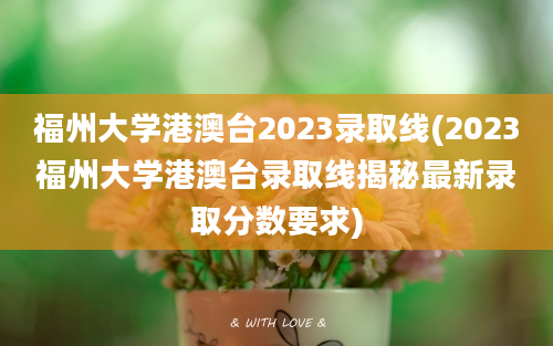 福州大学港澳台2023录取线(2023福州大学港澳台录取线揭秘最新录取分数要求)