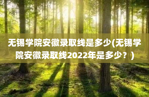 无锡学院安徽录取线是多少(无锡学院安徽录取线2022年是多少？)