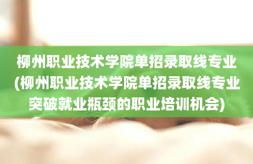 柳州职业技术学院单招录取线专业(柳州职业技术学院单招录取线专业突破就业瓶颈的职业培训机会)