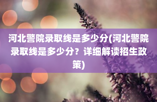 河北警院录取线是多少分(河北警院录取线是多少分？详细解读招生政策)