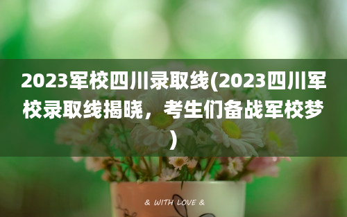 2023军校四川录取线(2023四川军校录取线揭晓，考生们备战军校梦)