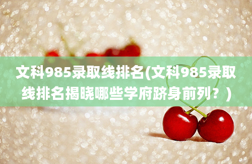 文科985录取线排名(文科985录取线排名揭晓哪些学府跻身前列？)