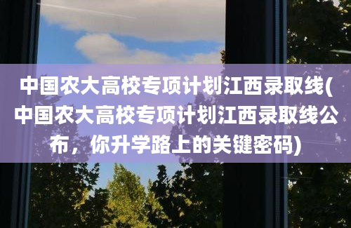 中国农大高校专项计划江西录取线(中国农大高校专项计划江西录取线公布，你升学路上的关键密码)