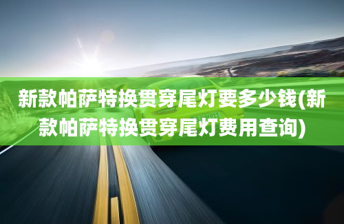 新款帕萨特换贯穿尾灯要多少钱(新款帕萨特换贯穿尾灯费用查询)